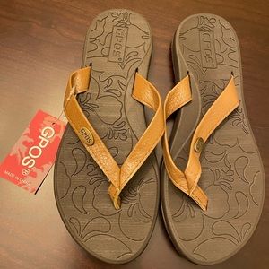 GPOS Womens Yoga Mat Flip Flops w/ Leather Strap Thong Sandals Sz 6